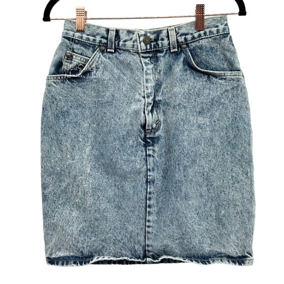 Levi's Vintage 1980's Acid Wash Denim Jean Skirt Size 25 - Picture 1 of 5